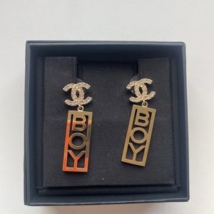 CHANEL- Boy Crystal Earrings